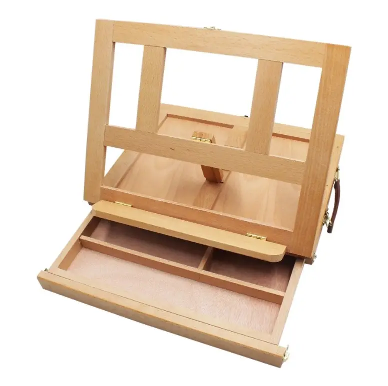 Adjustable Table Easel Portable Beech Wood Artist Board Desk Organizer With Drawer