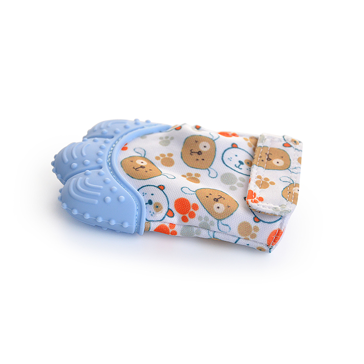 Colorful Silicone Teether Mitt Soothing Infant Teething Mitten Adjustable Strap Crinkle Sound Textured Silicone Baby Mittens