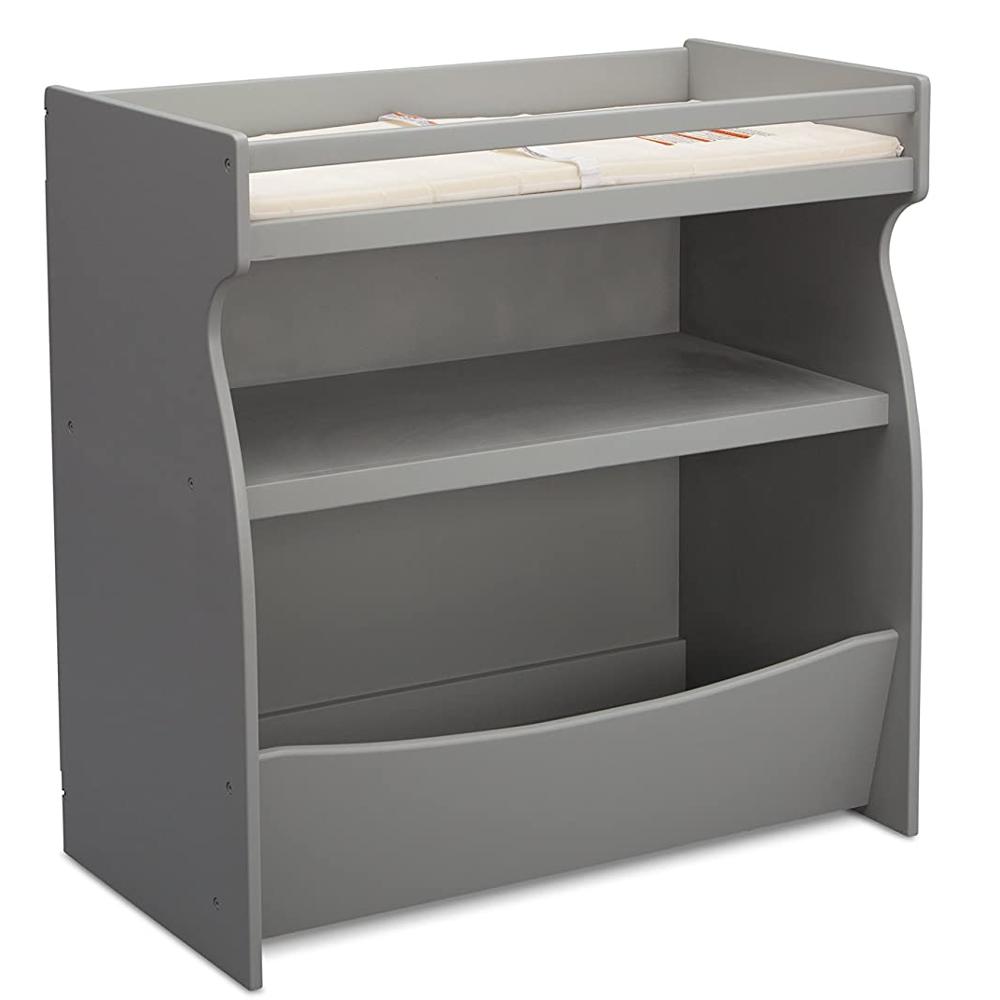 Children 2-in-1 Changing Table and Storage Unit with Changing Pad, Grey