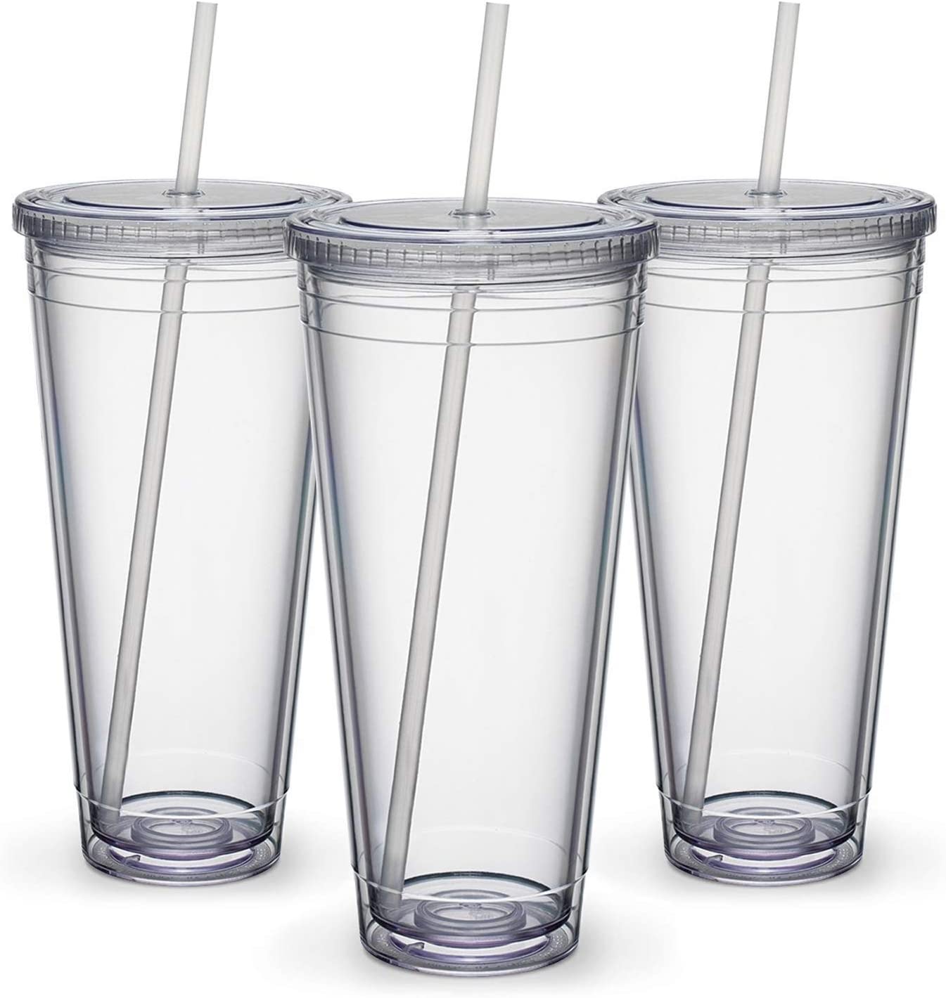 Wholesale Cheap Eco-Friendly 16oz Double Wall reusable Cups plastic tumbler with lid and straw