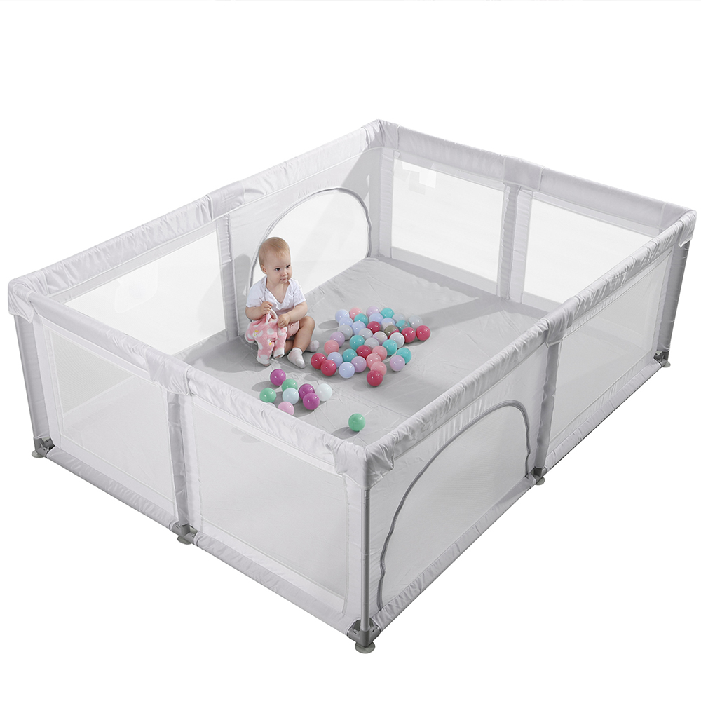 Dropshipping Children'S Playpens With Gate Large Square Portable Mesh Baby Fences Playpen Foldable Indoor Playpen