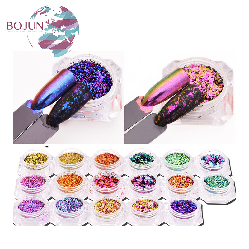 Factory wholesale neon rainbow powder chameleon pigment for nail art gel polish
