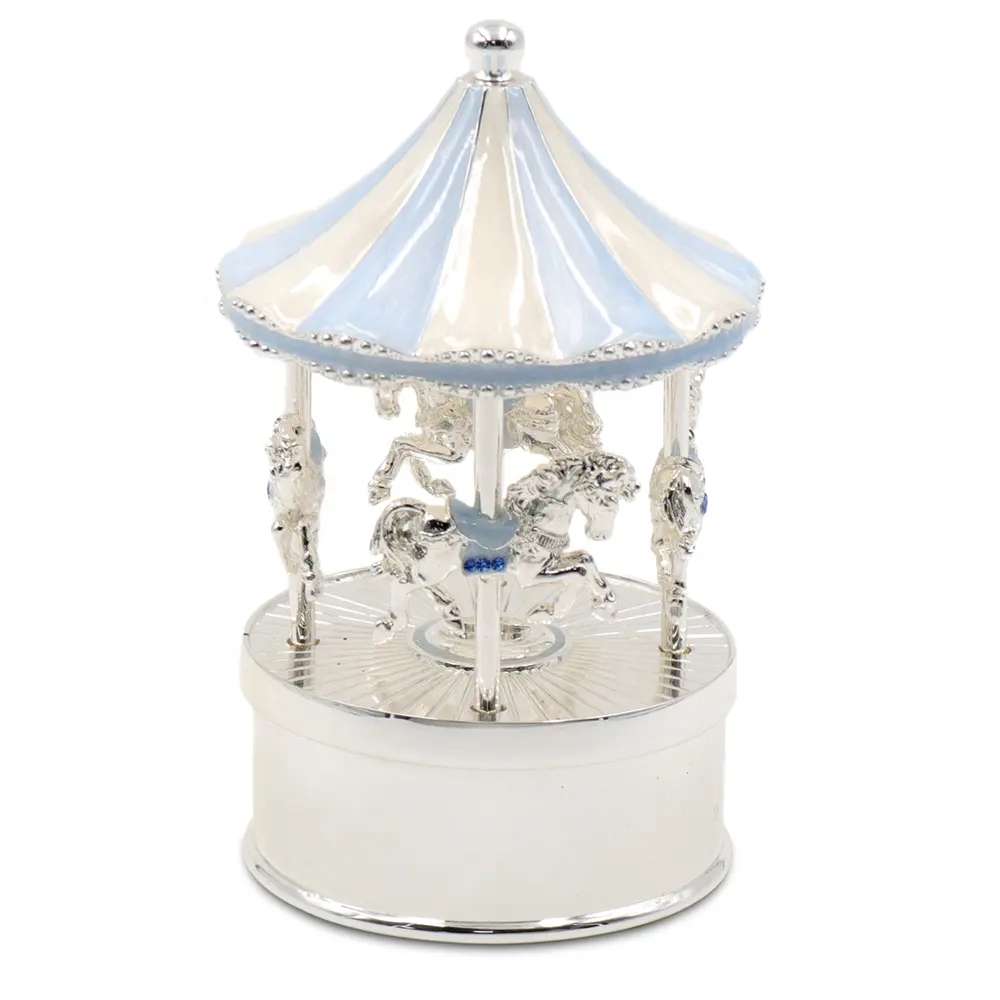 Xmas Carrossel Decorative Musical Mechanism Round Rotating Carousel Horse Music Box For Christmas Decoration And Gift