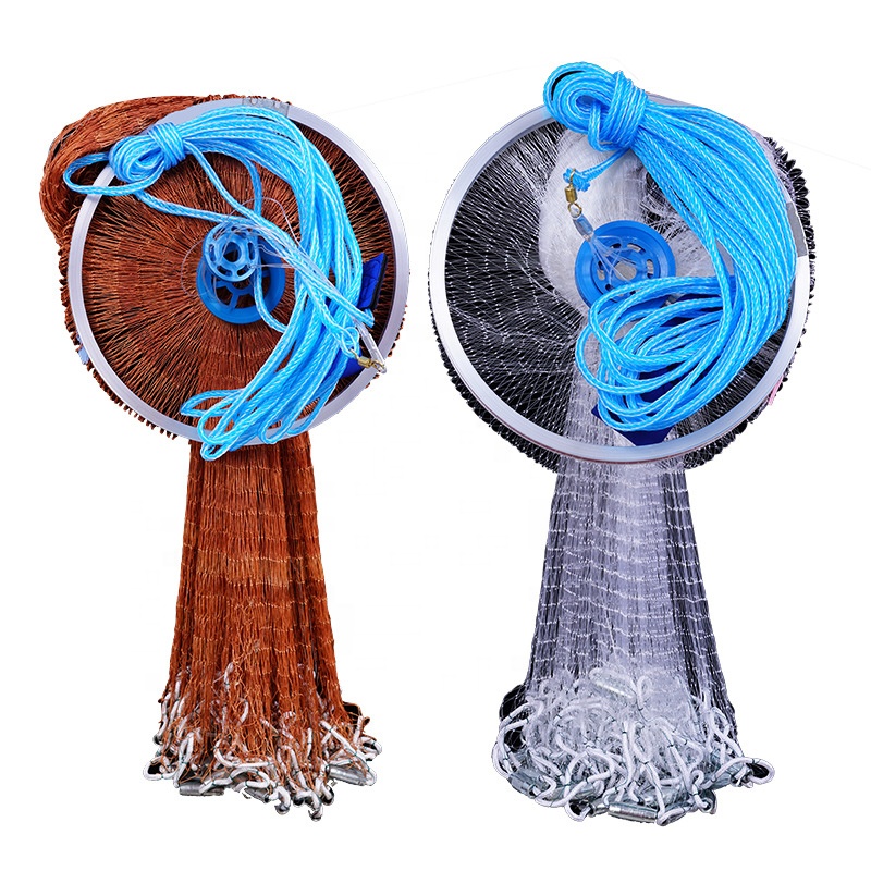 factory direct 5ft 6ft PE Line Throw Fishing Net Nylon Monofilament Aluminum ring American Cast Net