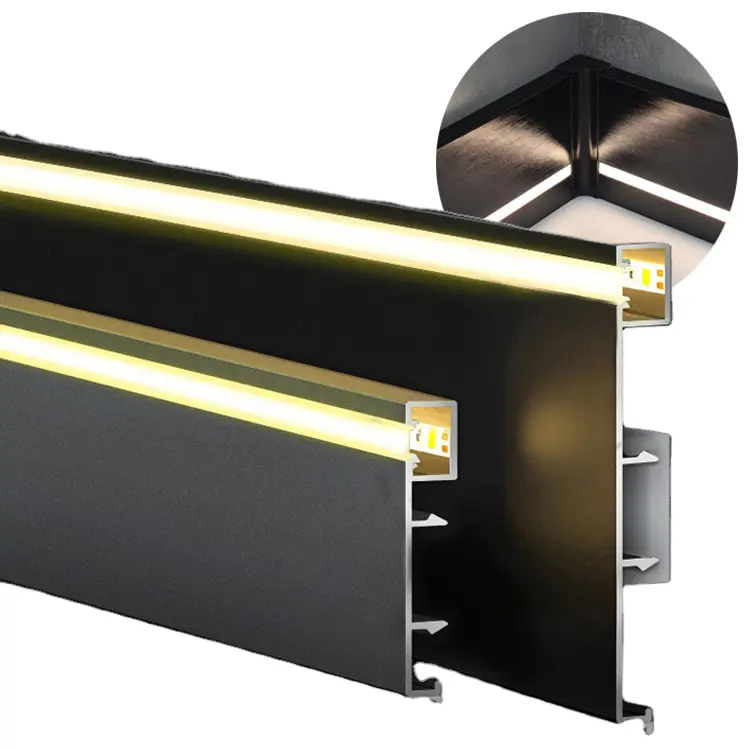 80mm LED Aluminum Skirting Light Profile Wall skirting Board baseboard floor accessories Kitchen cabinet skirting light
