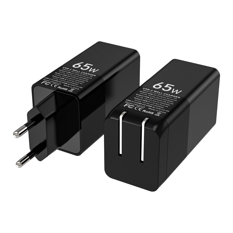 Универсальное складное Сетевое зарядное устройство KRX 2021 с двумя Usb-портами, Тип C, PD 3,0, GAN, 65 Вт