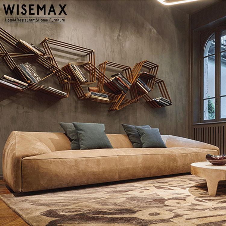 WISEMAX FURNITURE Italy luxury I shaped velvet sofas leisure floor legless retro sectional sofas set for living room apartment