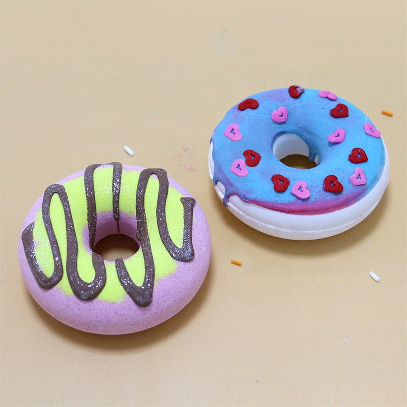Wholesale custom box packaging bath fizzies kids cake all natural organic hemp donut bath bomb