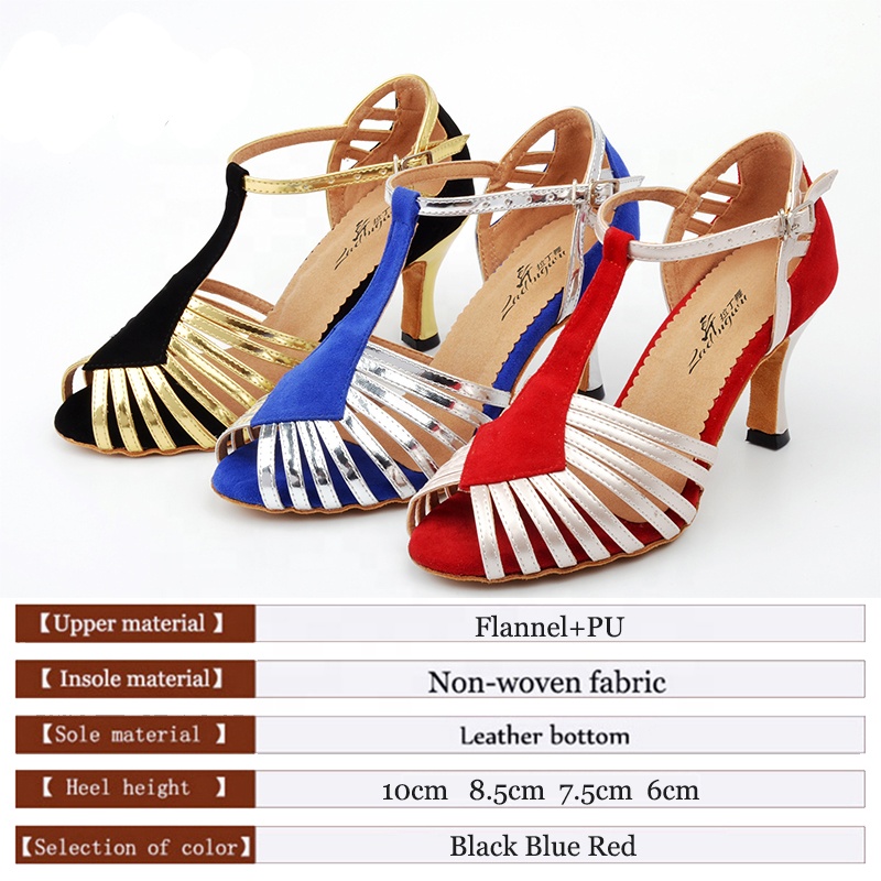 New PU and Flannel Women's High Heel sandalias de baile Dance Shoe Latin Woman Salsa Black/Blue/Red Shoes Women
