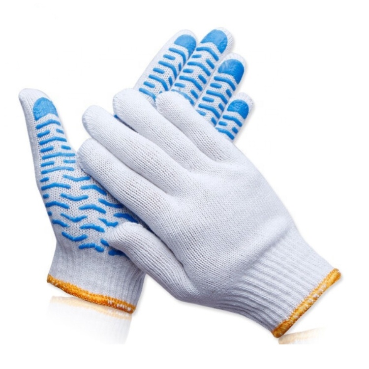 Nylon Glove with Blue PVC Dot Grip Waves