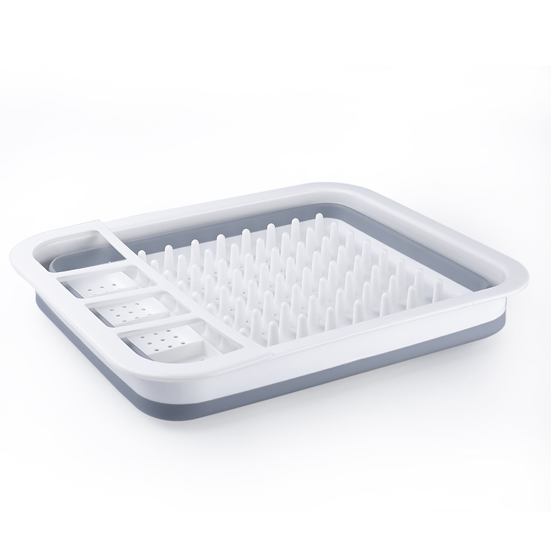 Plastic folding tableware storage rack in kitchen
