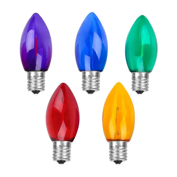 UL Smooth Transparent Multicolor Garden Decoration C9 Led Christmas String Light Bulbs