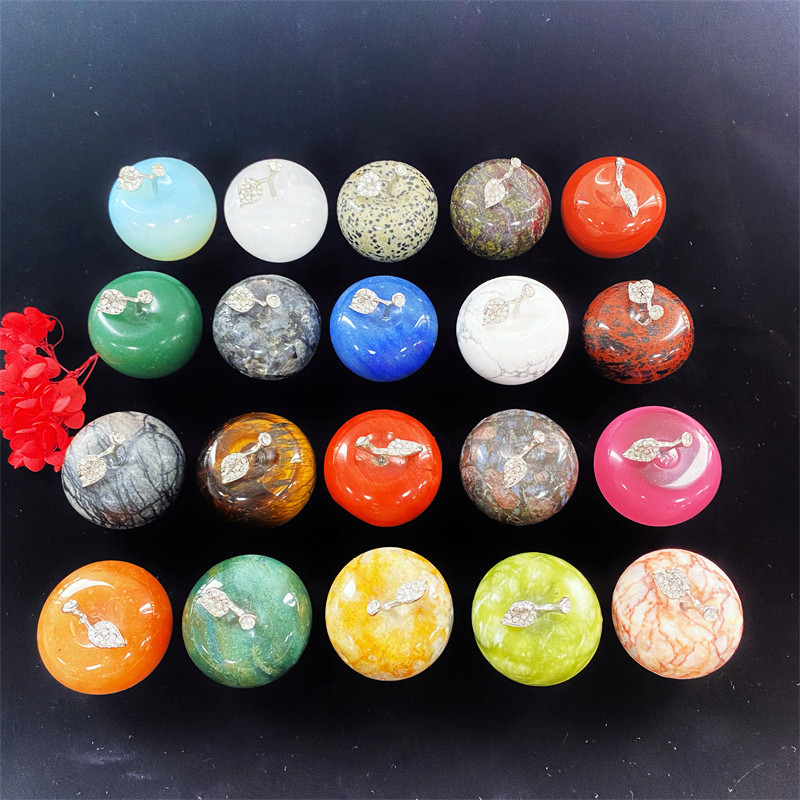 High Quality Natural Wholesale Hand Craft Crystals Healing Stones Apple Carving Crafts Ornaments For Gift LSY