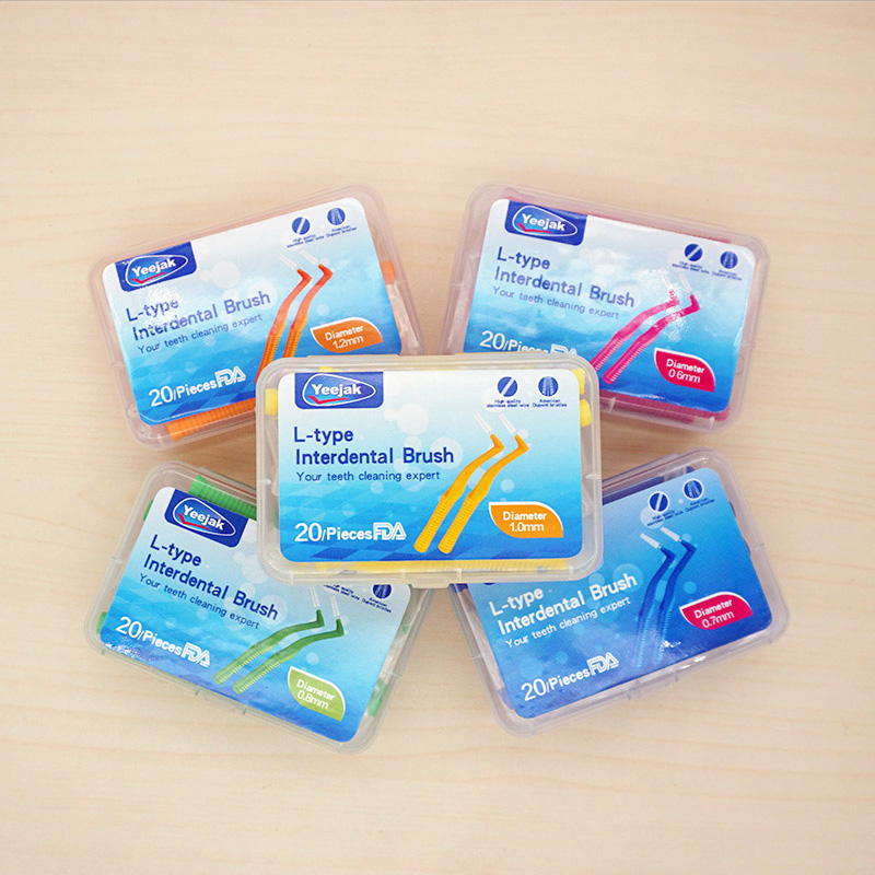 Outlet store kids dental flosser tooth pick plastic orthodontic floss L-shape interdental brush dental floss eco friendly