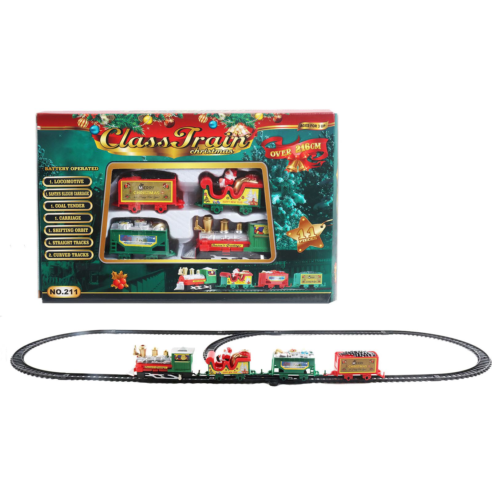 Hot selling Christmas train set DIY assembled electric train model realistic Christmas children's train
