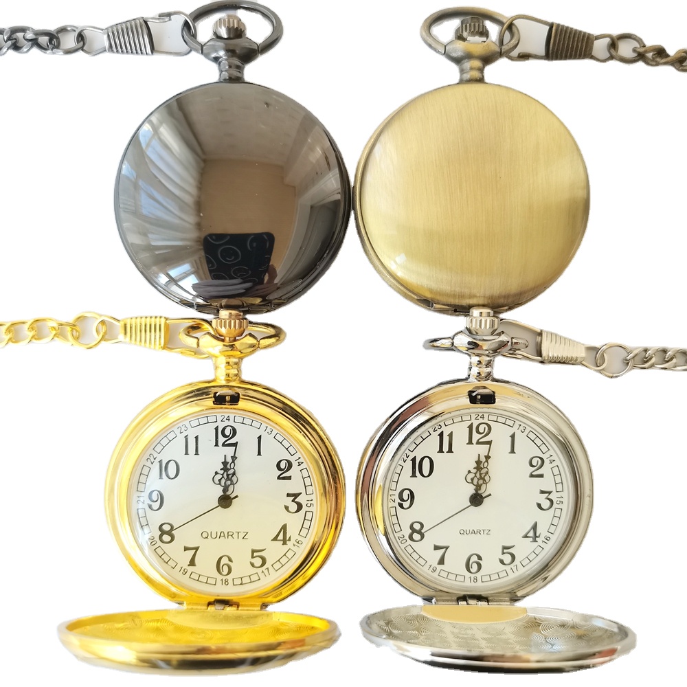 Wholesale Big Size Quartz Chain Vintage Double Polished Face Pocket Watches