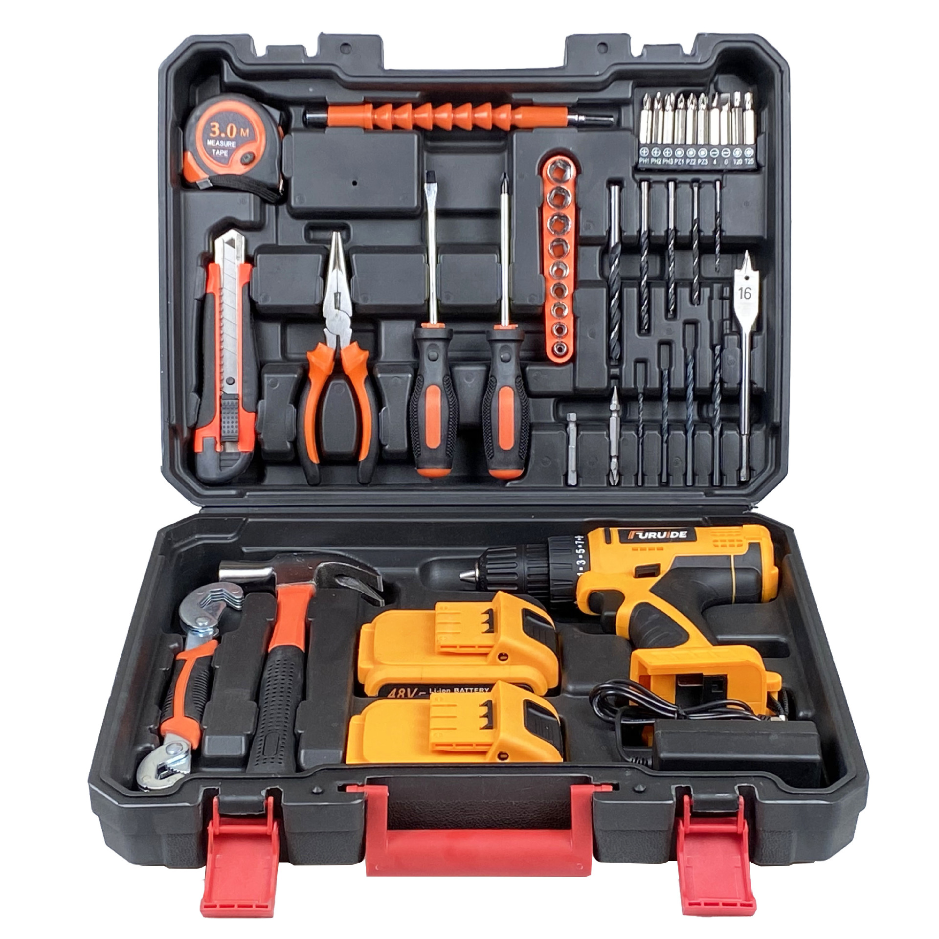 High quality 42 pcs woodworking holes opener accessories cordless electric power drill machine set hand tools