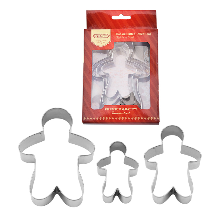 3 Pieces Stainless Steel Boy and Girl Biscuit Cutter Gingerbread Man Cookie Cutters set