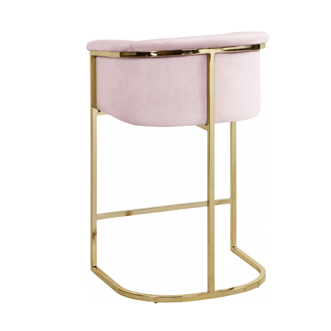 Cheap Modern Nordic Wrought Iron GoldPink Velvet Metal High Bar Stool With Back