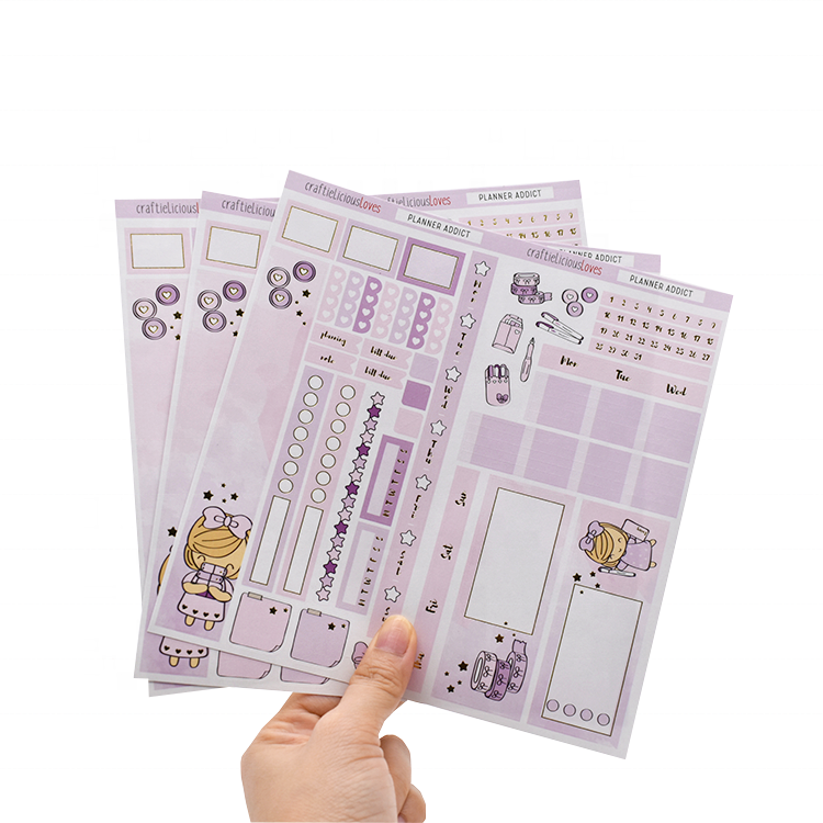 Custom Lovely Journal Decoration Die Cut Foil Planner Sticker