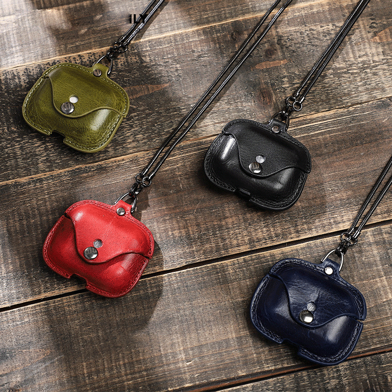 Necklace genuine leather cover for apple airpods pro leather case 2021 luxury wholesale