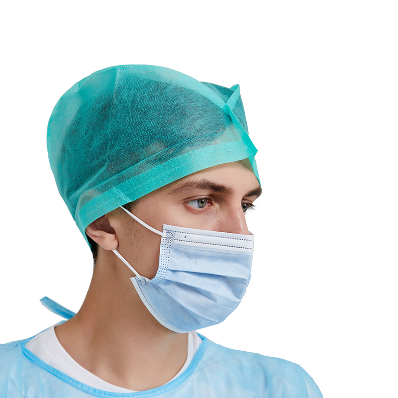 Disposable PP non woven medical head cover doctor nurse surgical cap hair cover with elastic band