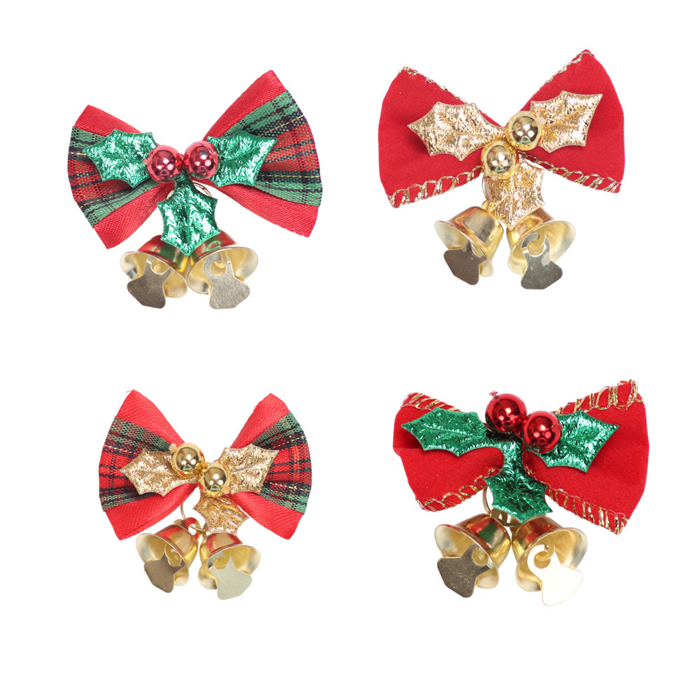 Christmas Bows With Bells Hanging Ornaments Decor For Wall,Fireplace,Tree
