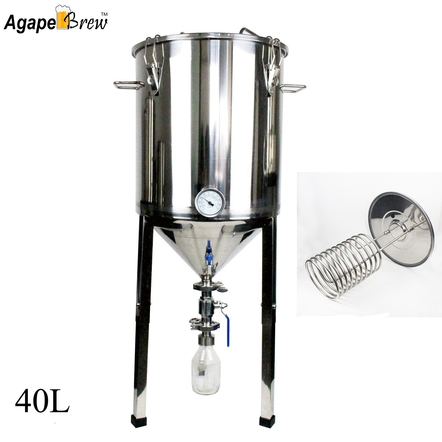 Улучшенный 40L высококачественный ферментатор с резервуаром для сбора yeat, система охлаждения, ферментатор конический ферментатор