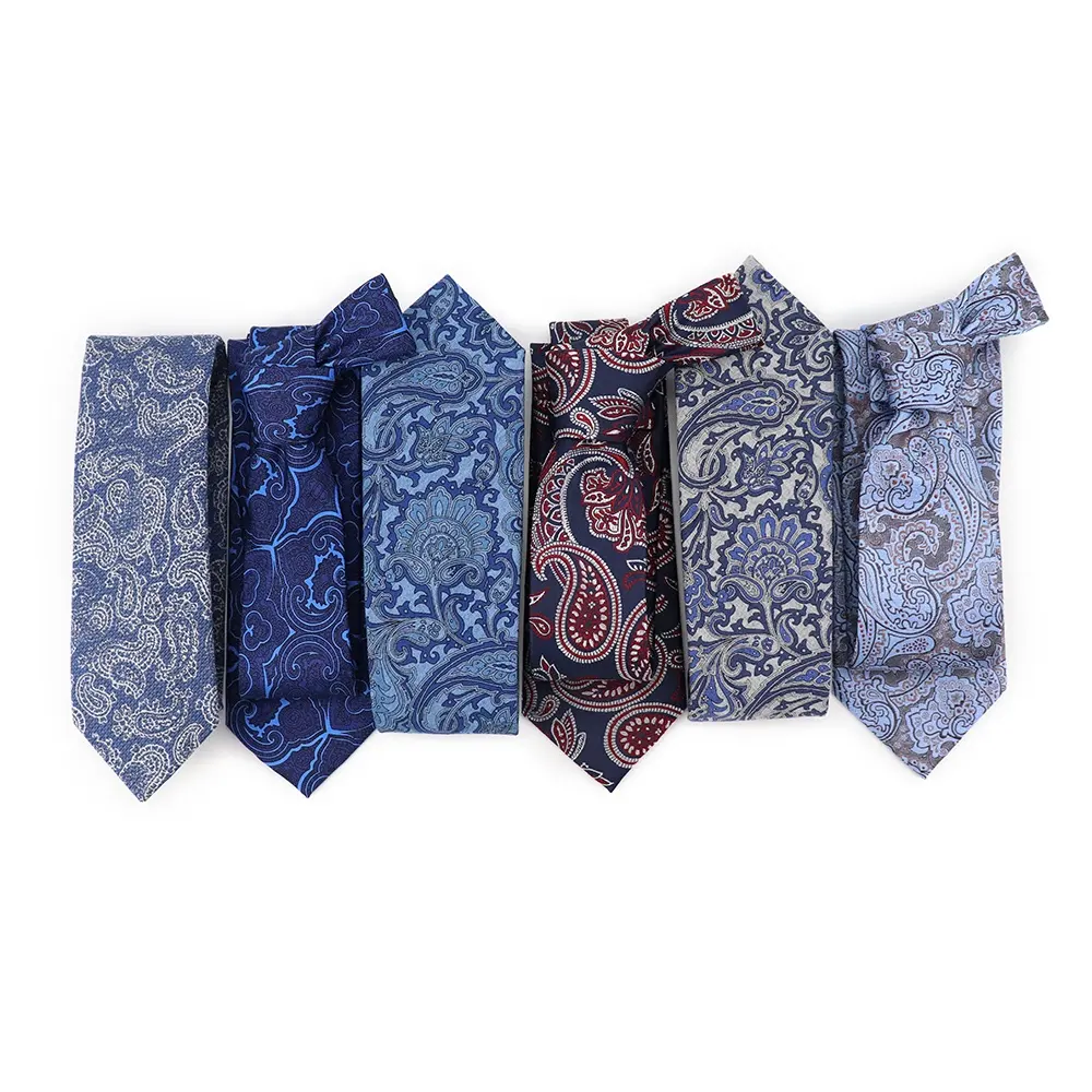 XINLI High Quality Handmade Jacquard Neck Ties Silk Custom Paisley Woven Red Necktie Mens Gravatas De Seda Blue Floral Tie