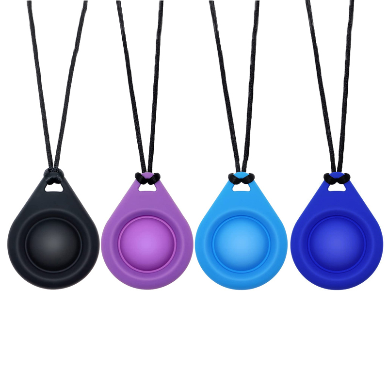 Food grade Silicone Teether Chewable Toy Popper Chewable Necklace Pendant
