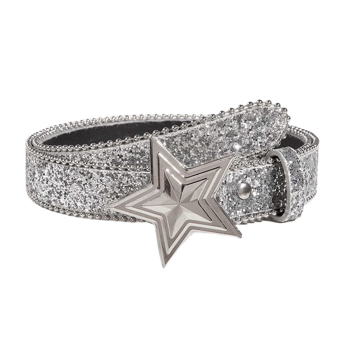 New Arrival Metal Hot Girl Jeans Belt Hip Hop Y2k Pink Shiny Star Snap Buckle Belt For Wholesale
