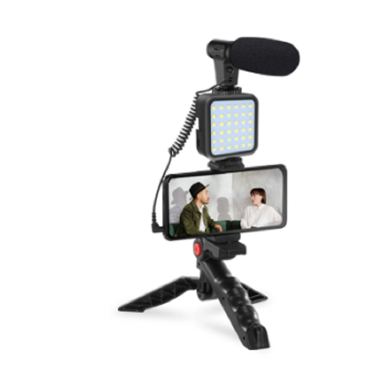 Фото Vlogging Live Broadcast Ручной Стабилизатор для телефона LED селфи заполняющий свет смартфон видео Риг наборы с микрофоном