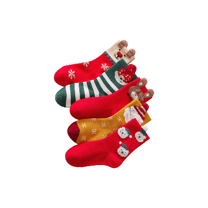 Wholesale cartoon character organic warm fuzzy christmas cotton socks kids custom