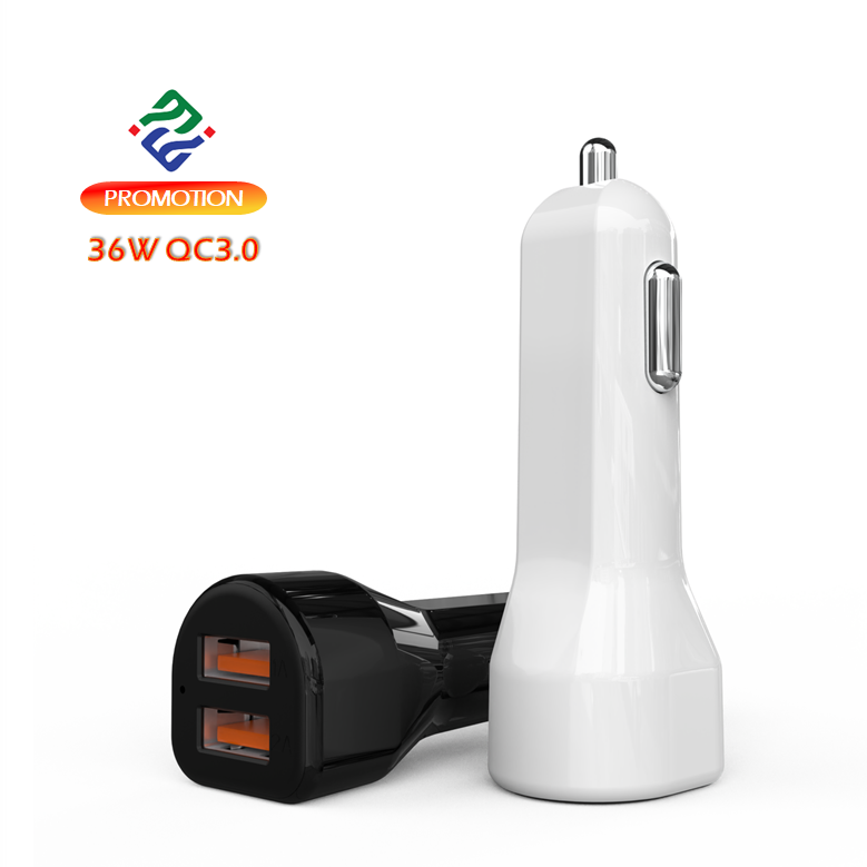 New Shop Promotion QC3.0 Portable Dual USB Car Charger Intelligent Matching Fast Car Charger Automatic Mini Car phone Charger