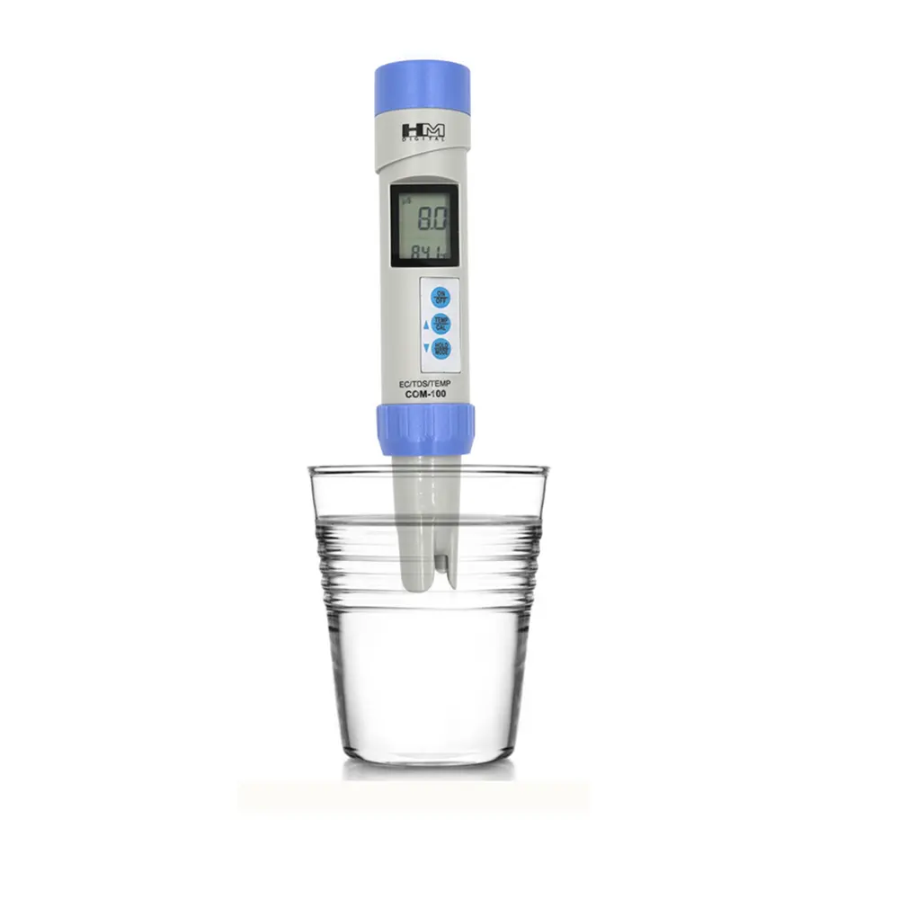 COM-100 HM Digital Waterproof 3 IN 1 EC TDS Temperature Meter Tester with ATC Automatic Calibration Datahold