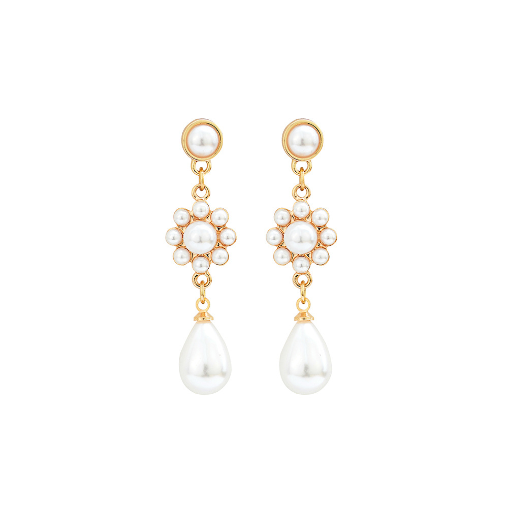 New S925 Silver Needle Pearl Flower Drop Earrings for women 2021