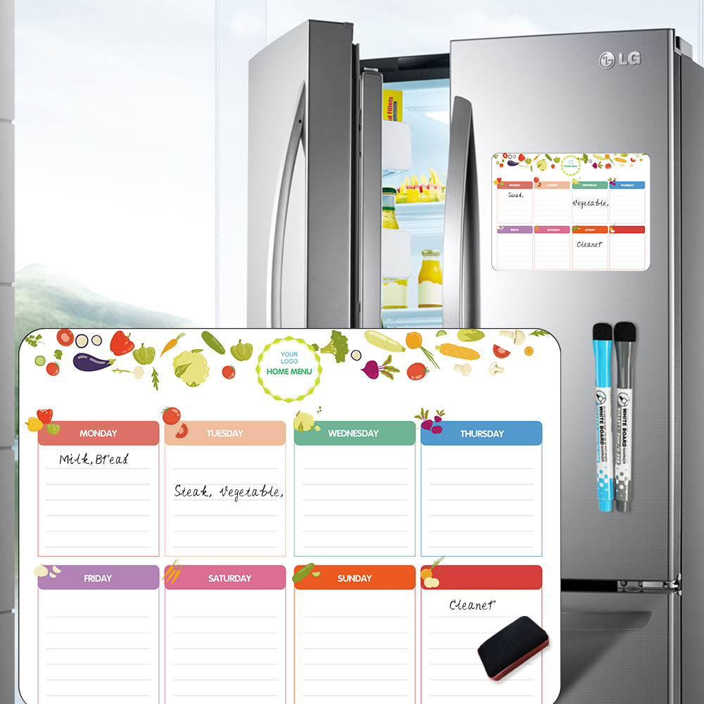 Dry Erase Weekly Meal Planner Custom Printing A4 Magnetic Fridge Whiteboard