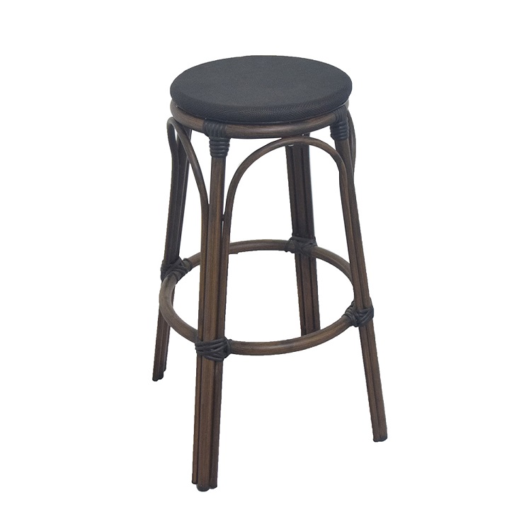 Outdoor High Bar Stools Chairs Round Mesh Woven Seating Side Patio Bar Stools Chair