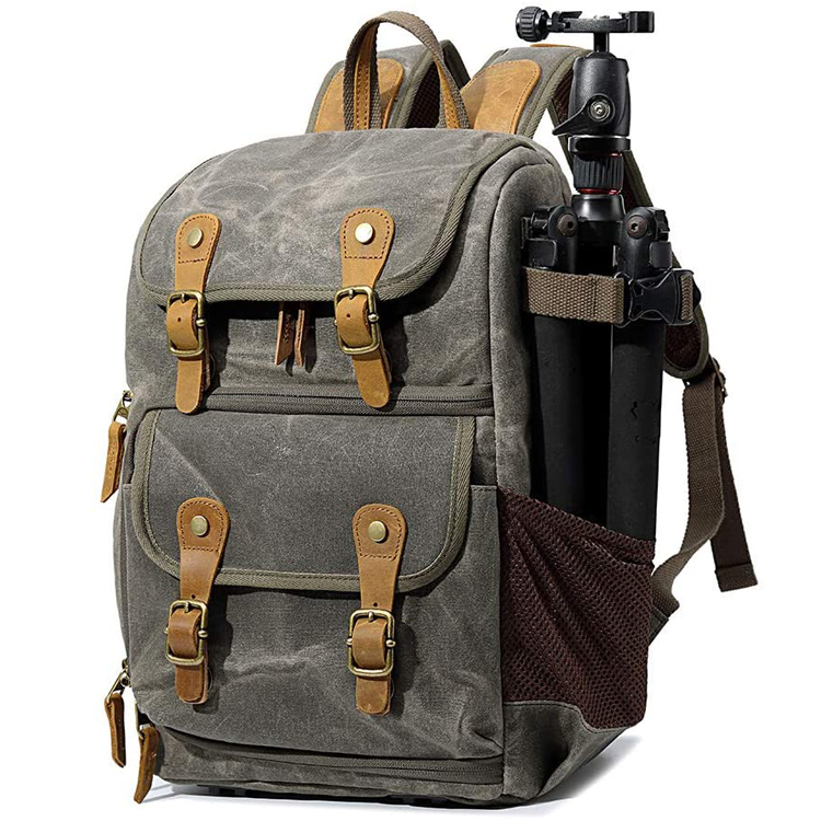 Premium Functional Travel Friendly Waterproof Vintage Canvas SLR DSLR Camera Backpack for Cameras Laptops Lenses Tripod