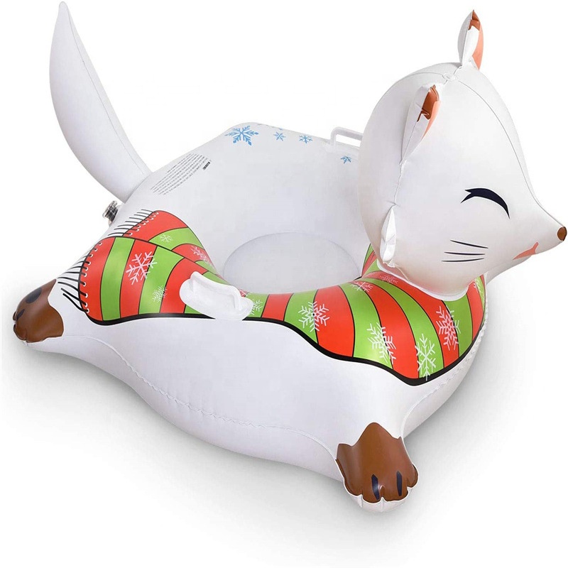 Cartoon fox shaped inflatable ski car sled snow tube