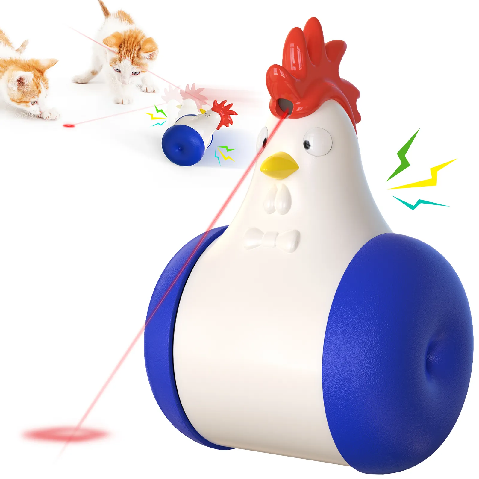 Electric sounding tumbler with laser  infrared ray rooster laser cat toy