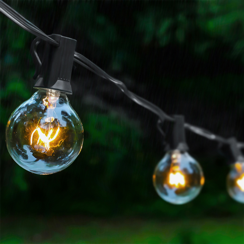 Warm White G40 Globe Tungsten Incandescent Bulb Lamp 25 Pack E12 Base Socket Holder IP44 for String Light Home Party Wedding