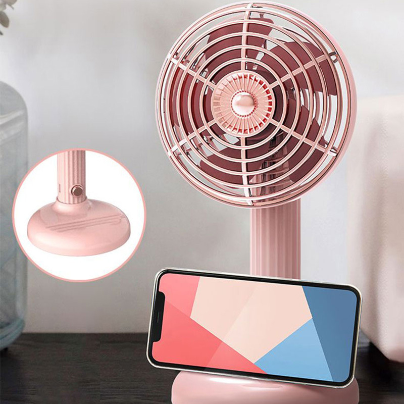 Creative Retro Mini Electric Cooling Fan USB Charging Battery Operated with Three Speed Options for Car Outdoor RV Desktop Use