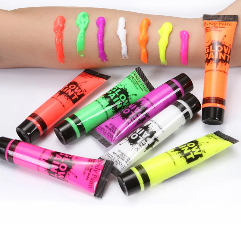 Makeup Paint Waterproof UV Glow Makeup Nude Body Painting For Sale Multi-color Glow In The Dark Kids Face Paint