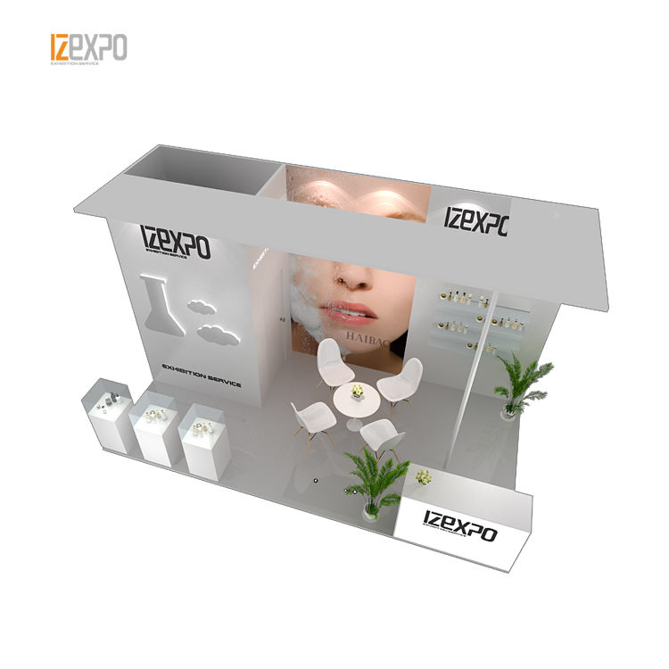 30MINS QUICK BUILD HIGH -END wood finish spray booth trade show booth design ideas backlit display stand