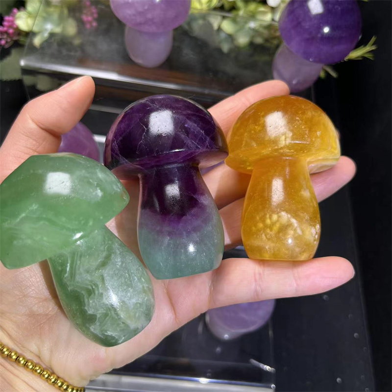 Natural crystal crafts crystal healing stone mushroom fluorite mushroom for gifts