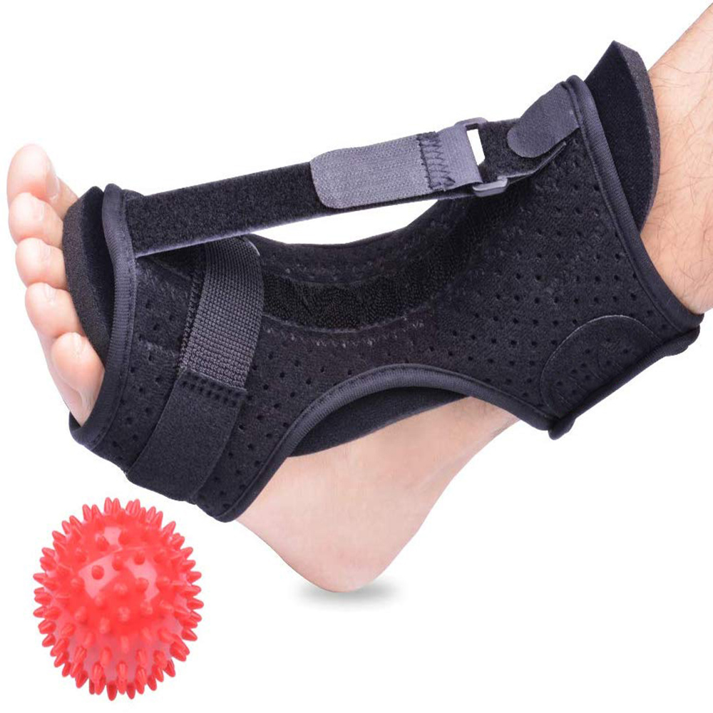Non Slip Sock with Ankle Guard Calf Breathable Plantar Night Splint Foot Brace Adjustable Night Splint