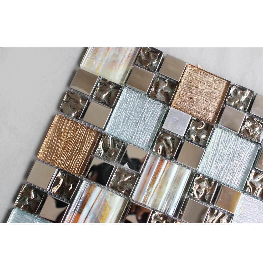 Bathroom and Kitchen Glass Mosaic Glossy Wall Decorative Luxury Decoration Golden Gold Mosaic Tile
