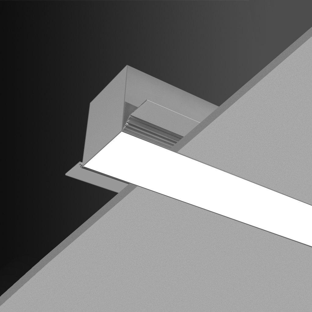 6 inch wide recessed trimless custom length custom shape linear LED profile light with aluminum profile and arcylic lens