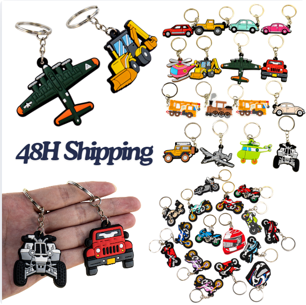 Wholesale Custom 2d Cartoon Soft Pvc Keychain Personalized New Sale Car Transport Key Ring accessories In Bulk